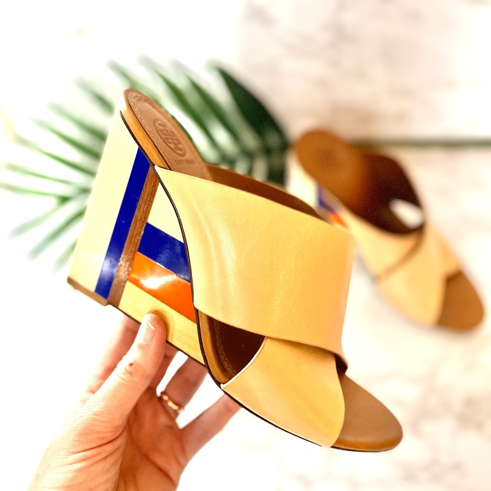 Criss Cross Slip On Mules Color Block Heel Wedge … - image 4